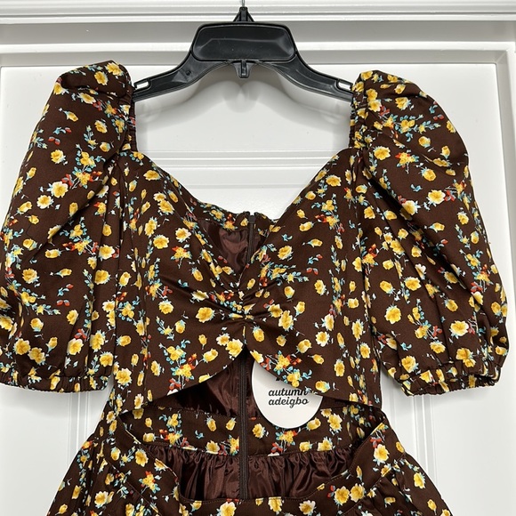 Women’s Bridgette Blouse size 8 in Brown and Yellow Autumn Adeigbo - Picture 4 of 9